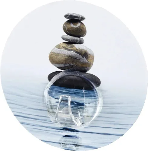 Wenko Static-Loc Wandhaken Uno - Meditaion Design - Praktischer Mehrzweckhaken aus Kunststoff mit elegantem Meditaion-Design, ideal für eine stilvolle Aufbewahrung und Organisation in jedem Raum.