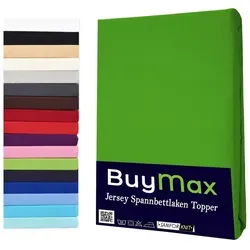 Buymax Spannbettlaken Topper, Spannbetttuch für Topper bis 12 cm Höhe, 100% Baumwolle Jersey, Jersey, Gummizug: Rundumgummi, (1 Stück), Pflegeleicht und Atmungsaktiv, in Verschiedenen Farben und Größen grün 160 cm x 200 cm