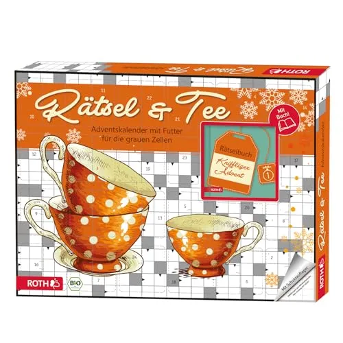 Roth Adventskalender 80686 - Rätsel & Bio-Tee, 24 spannende Rätsel und aromatische Teesorten, ideal für Rätselfreunde in der Adventszeit