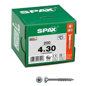 SPAX Universalschrauben T20 Senkkopf WIROX 4 mm x 30 mm, 200 St. - Die SPAX Universalschrauben T20 Senkkopf WIROX 4 mm x 30 mm, 200 St. bieten zuverlässige Verbindungen für Ihre Projekte. Dank der robusten WIROX-Beschichtung sind sie besonders widerstandsfähig und ideal für vielseitige Anwendungen.