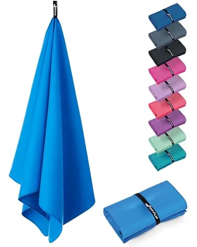 Fit-Flip Microfaser Handtücher - kompakt und leicht – für Reisen, Sport und Strand - Mikrofaser Handtuch schnelltrocknend – als Sauna und Badetuch groß (1x 140x70cm, Sky Blau)
