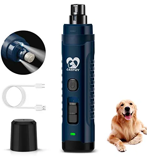 Casfuy Krallenschleifer für Hunde mit 2 LED-Leuchten - Krallenpflege für Hunde: Ultra-leistungsstarker 4,8 V Krallenschneider mit 2 Geschwindigkeiten und 2 LED-Leuchten für präzises und sicheres Schleifen, ideal für mittelgroße und große Hunde.