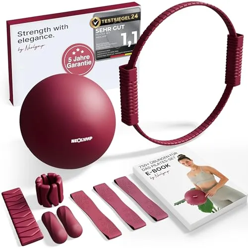 NEOLYMP Pilates-Ring Set für Zuhause – Komplettes Pilates Essential Kit - Müslis – Starte deine Pilates-Reise mit dem NEOLYMP Set: Pilates Ball, Ring, Gewichte und Bänder für effektives Training zuhause. Inklusive E-Book mit über 750 Übungen!