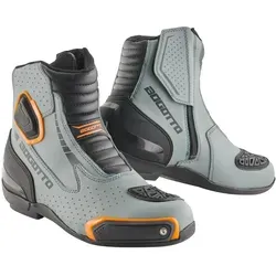 Bogotto Cartagena Motorradstiefel, schwarz-grau-orange, Größe 44 für Frauen - Motorradstiefel mit Knöchel- und Zehenschutz, ideal für Sicherheit und Komfort beim Fahren. Perfekt für stilbewusste Bikerinnen.