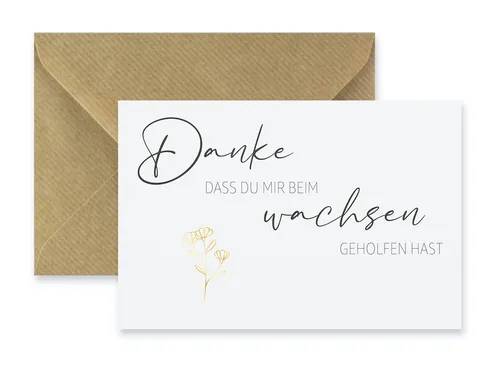 Premium Karte Danke + Naturumschlag Klappkarte Dankeskarte für Erzieherin 1