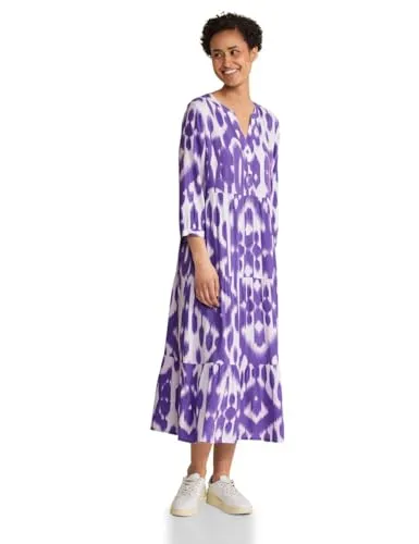 Street One Damen Tunika Kleid mit Print - Freizeitkleider für Damen, stylisches 3/4 Arm Tunikakleid mit geschlitztem Rundhalsausschnitt und modischem Print, ideal für lässige Anlässe.