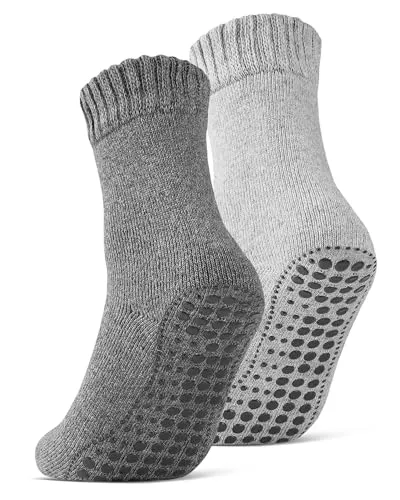6 Paar ABS Socken Herren Damen - Anti Rutsch Socken mit Wolle - Sportsocken mit extra Wärme und weicher ABS Anti Rutsch Sohle für sicheren Halt. Atmungsaktiv und klimaregulierend - ideal für gemütliche Abende zu Hause.