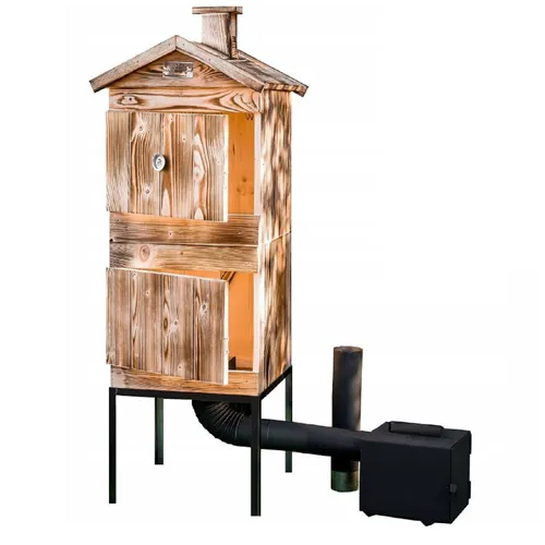 Holz Räucherkammer Räucherofen - 2 Kammer Garten 50x50x120 cm - Räucheröfen & -utensilien, robuster Holzräucherofen mit Thermometer, ideal für schmackhaftes Räuchern von Fleisch und Fisch im Garten.