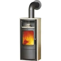 Kaminofen Hark Opera-B Keramik creme 5 kW - Eleganter Kaminofen mit 5 kW Leistung für effizientes Heizen und stilvolles Ambiente in Ihrem Wohnraum