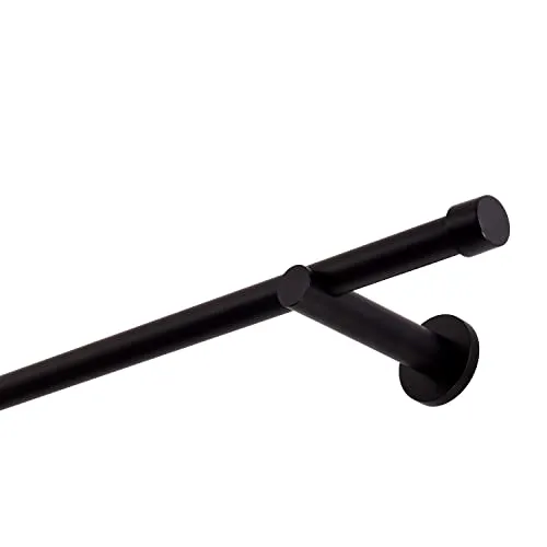 Schwarze Gardinenstange 360 cm – 1-läufig, aus Metall - Vielseitige Gardinenstange mit 19 mm Durchmesser, inklusive Endstücken und Trägern. Ideal für individuelle Längenanpassung und für verschiedene Vorhangarten geeignet. Perfekt für jeden Raum!