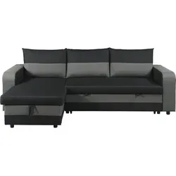 Ecksofa "Victor" mit umkehrbarem Stoffbezug - 4 Sitze - Schwarz - Komfortables Ecksofa "Victor" mit Umbaufunktion und integrierter Aufbewahrungsbox. Maße: 236 x 84 / 140 x 84 cm. Ideal für jeden Wohnraum und praktisch im Alltag.