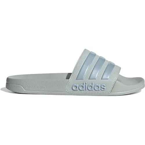 adidas Adilette Shower Badeschuhe grau/blau Herren - Größe 38 (5) - Badeschuhe für Schwimmbad und Freizeit, mit Cloudfoam Zwischensohle für perfekten Komfort und sportlichem Style dank adidas Logo und 3-Streifen.