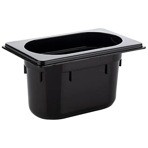 APS 82081 GN 1/9 Behälter, Gastronormbehälter aus Polycarbonat, Abmessungen 176 x 108 mm/Höhe 100 mm/Volumen 1 Liter, schwarz