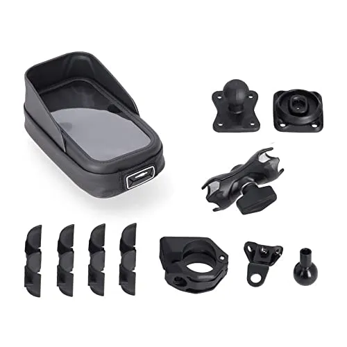 UNIVERSAL Set of Different GPS Holders mit SW-MOTECH Handlebar Phone CASE - Kfz-Handyladestationen, vielseitige GPS Halterungen für jedes Motorrad und sicheres Handy-Management während der Fahrt.