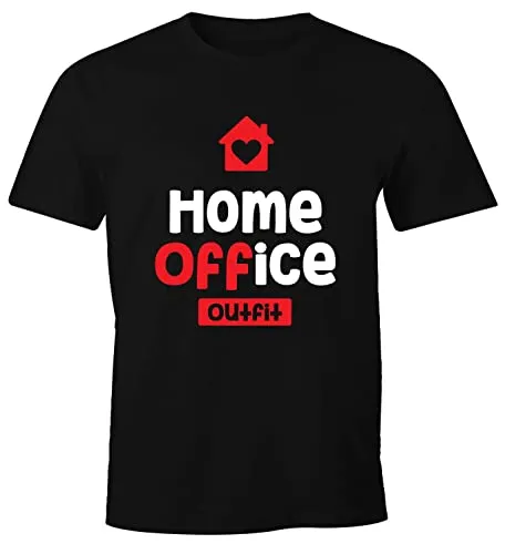MoonWorks® Herren T-Shirt AufdruckHome-Office Outfit Arbeit zuhause Fun-Shirt Büro Spruch lustig schwarz L