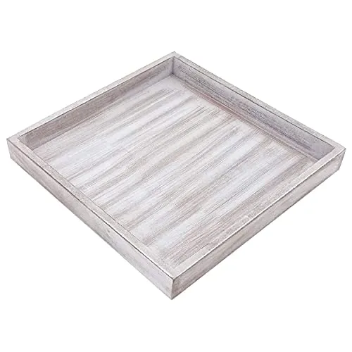 ToCi Deko-Tabletts aus Holz im Shabby Chic Vintage Look – quadratisches Holztablett 30 x 30 cm - Dekoschale & Serviertablett im Used-Look für Kerzen & Deko