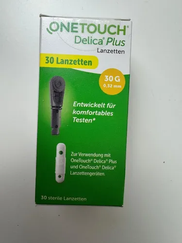 OneTouch® Delica® Plus Lanzetten für Blutzuckermessung - 30 sterile Lanzetten - Blutlanzetten für nahezu schmerzfreies Testen mit präziser Führungstechnologie, ideal für die tägliche Blutzuckermessung.
