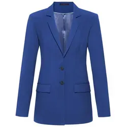 GREIFF Longblazer Damen Regular-Fit Italian Blue - Eleganter Longblazer aus hochwertiger Schurwolle, ideal für den professionellen Einsatz. Mit Reverskragen und geradem Ärmelabschluss für einen stilvollen Look.