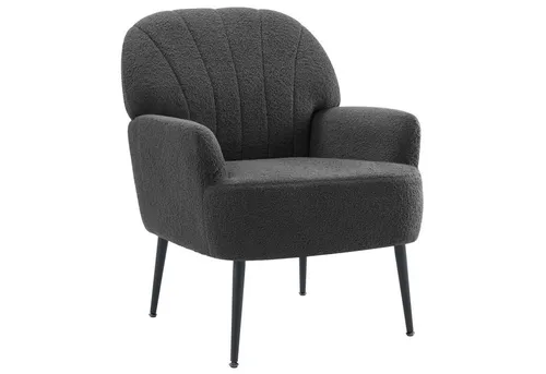Intimate WM Heart Sessel - Retro Fernsehsessel mit Metallbeinen - Einzelsessel im Retro-Design mit Teddystoff, ideal für Schlafzimmer und Wohnzimmer. Hohe Tragfähigkeit von 150kg und komfortable Armlehnen für entspanntes Sitzen.