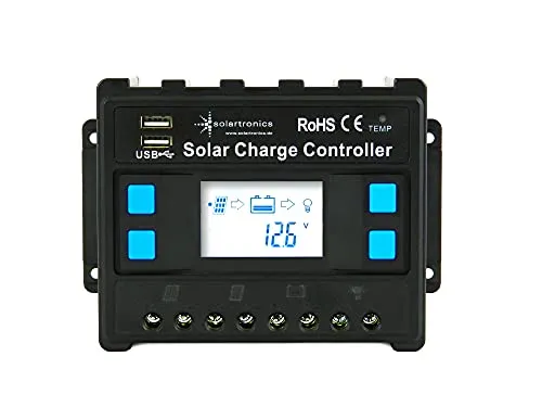 solartronics Laderegler 12V/24V 50A - Effizienter Solarladeregler - Hochwertiger 50A Ladecontroller für Photovoltaik, erkennt automatisch 12V und 24V, ideal für maximale Leistung bis 1500W. Perfekt für nachhaltige Energieprojekte.