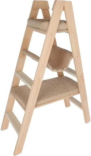 Katzen Kratzbaum Ladder Echtholz - Massivholz Katzentreppe - Hochwertiger Kratzbaum aus echtem Massivholz, ideal für Katzen, die gerne klettern und spielen. Perfekt für ein stilvolles Zuhause.