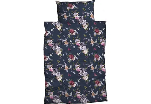 CASATEX Bettwäsche Belana Dunkelblau Satin, 2-teilig - Elegante Bettwäsche Garnitur Belana in Dunkelblau mit zarten Blüten- und Astmotiven. Hergestellt aus 100% Baumwolle für höchsten Schlafkomfort und eine stilvolle Atmosphäre in Ihrem Schlafzimmer.