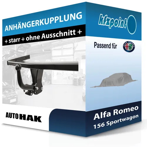 Starr Anhängerkupplung Auto Hak für Alfa Romeo 156 Sportwagon (03-06) - Anhängerkupplung von Auto Hak, starr und ohne Eintragung in die Fahrzeugpapiere, ideal für eine Anhängelast von bis zu 1600 kg.