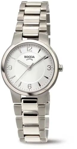Boccia Titanuhr für Damen Quarz 3359-01 - Elegante Damenarmbanduhr aus hochwertigem Titan, leicht und hypoallergen, mit präzisem Quarzwerk und stilvollem silberfarbenen Zifferblatt.