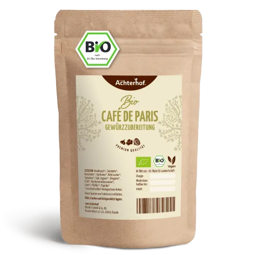 Café de Paris Gewürzzubereitung Bio (100g) - Beliebte Gewürzmischung für raffinierte Gerichte. Ideal für Grill- und Pfannengerichte, verleiht sie jedem Essen eine besondere Note.