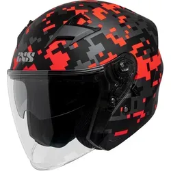 IXS 99 2.0 Jethelm - Matt Schwarz/Rot - XS - Motorradhelm aus robustem Polycarbonat mit Stirnbelüftung und kratzfestem Visier, ideal für sicheres Fahren und hohen Tragekomfort.