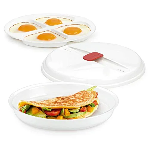 TESCOMA Omelette- und Spiegelei-Garer PURITY MicroWave - Praktisches Mikrowellengeschirr für 4 Eier und Käse-Omelette. Mit innovativer NanoCARE-Technologie, einfach zu reinigen und spülmaschinengeeignet.