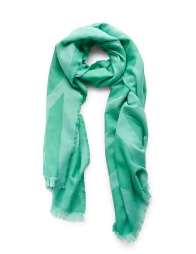CECIL Damen B572684 Gemusterter Schal, Aventurine Green - Schal für Damen mit feinen Fransen, aus einem angenehmen Materialmix und in trendigem Design – Maße ca. 55 x 190 cm.