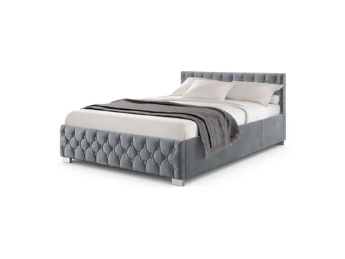 Juskys Polsterbett Nizza 140x200 cm - Samtbezug mit stilvoller Chesterfield-Steppung, inkl. Stauraum und energiesparenden LEDs