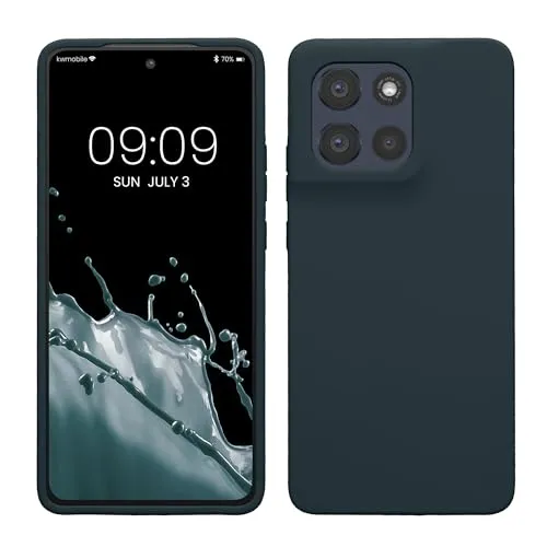 kwmobile Handyhülle für Motorola Moto G86 5G Hülle - Case Silikon - Kabelloses Laden - Schutzhülle Cover in Dunkler Schiefer