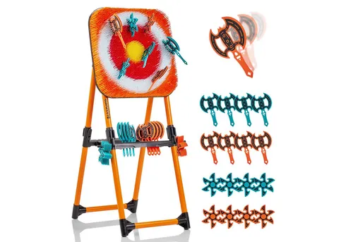HAMMER Ninja Dart Wurfspiel mit Zielscheibe, Wurfäxten & Wurfsternen - Erlebe spannenden Wurfspaß mit dem Ninja Dart Wurfspiel! Ideal für Indoor & Outdoor, fördert Zielgenauigkeit und Teamgeist. 16 Wurfgeschosse inklusive, leicht transportierbar und sicher für alle!