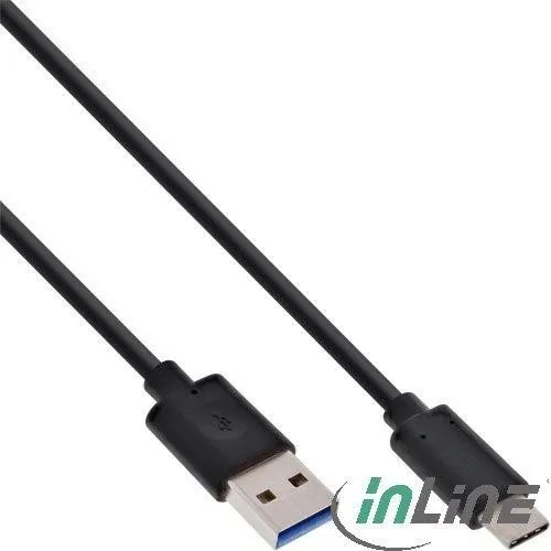 InLine USB 3.2 Kabel Typ-C an A Stecker 2m - 60er Bulk-Pack - Kabel & Adapter: Hochwertiges USB 3.2 Kabel mit 5 Gbps Datenrate und Dreifachisolierung, ideal für schnelle Datenübertragungen.