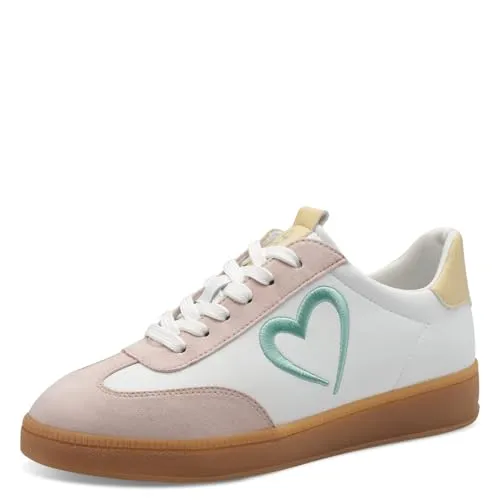 Plateausneaker MARCO TOZZI BY GMK für Damen, Gr. 41, bunt (weiß-rose-vanille) - Stylische Plateausneaker aus Lederimitat und Textil mit Herz-Detail. Komfortabel und leicht, ideal für den Alltag und Freizeitaktivitäten.