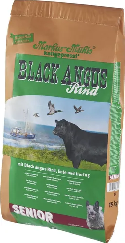 Markus-Mühle Senior Hundefutter mit Black Angus Rind 15 kg - Hundefutter für Senioren, reich an schmackhaftem Black Angus Rind, unterstützt die Gesundheit älterer Hunde.