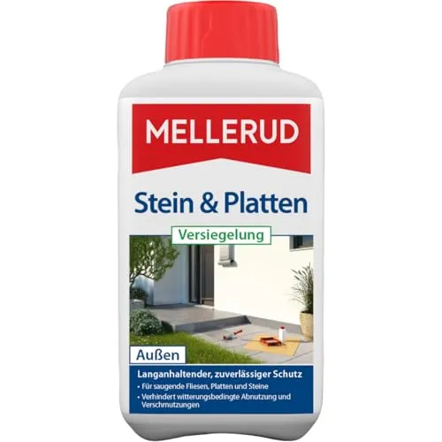 MELLERUD Stein & Platten Versiegelung 500ml - Effektive Versiegelung für Natur- und Kunststeine, bietet schmutz- und wasserabweisenden Langzeitschutz sowie einen seidigen Glanz. Ideal für Innen- und Außenbereiche, Made in Germany.