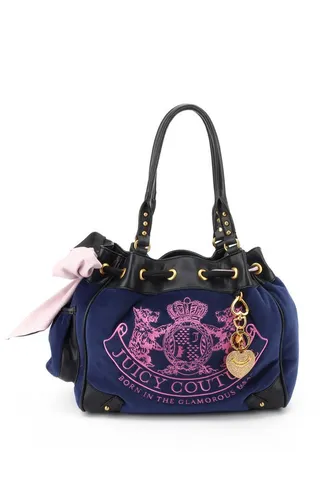 Juicy Couture Daydreamer Classic Crest L | Damen Shopper - Blau - Eleganter Juicy Couture Shopper aus hochwertigem Samtgewebe in Blau, ideal für den täglichen Gebrauch und viel Stauraum.