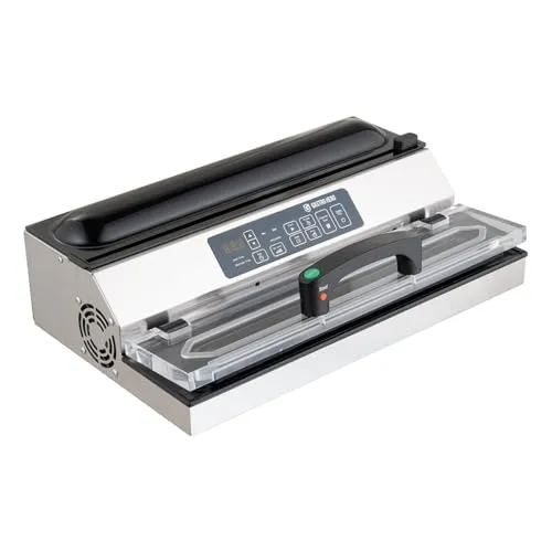 GastroHero Beutel-Vakuumiergerät BVM016DP – Profi-Tischmodell aus Edelstahl - Vakuumierer für Gastronomiebetriebe, 16 l/min Vakuumgeschwindigkeit für längere Frische und besseren Geschmack. Robuste Edelstahlkonstruktion mit integriertem Cutter und digitalem Display.