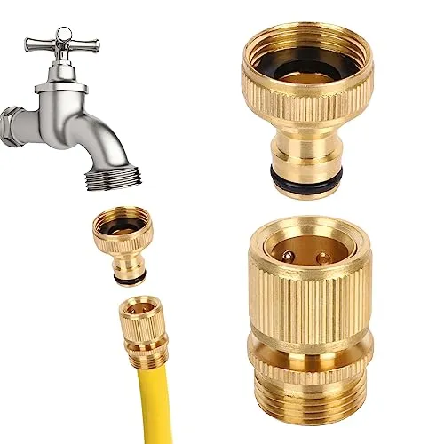 Figarge Wasserhahnanschluss 1/2 Zoll auf 3/4 Zoll Adapter für Gartenschläuche - Hochwertiger Messingadapter für 3/4" Wasserhähne, langlebig und rostbeständig. Einfache Installation für eine sichere, leckfreie Verbindung. Ideal für Gartenbewässerung und Rasensprenger.