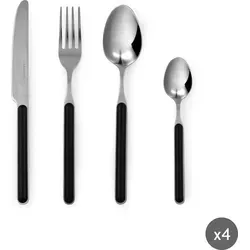Trendy Kitchen by EXCÉLSA 24tlg. Besteckset "Eclipse" in Schwarz - Elegantes 24-teiliges Besteckset aus Edelstahl mit Kunststoffgriffen. Ideal für festliche Anlässe und den täglichen Gebrauch. Spülmaschinenfest für einfache Reinigung.