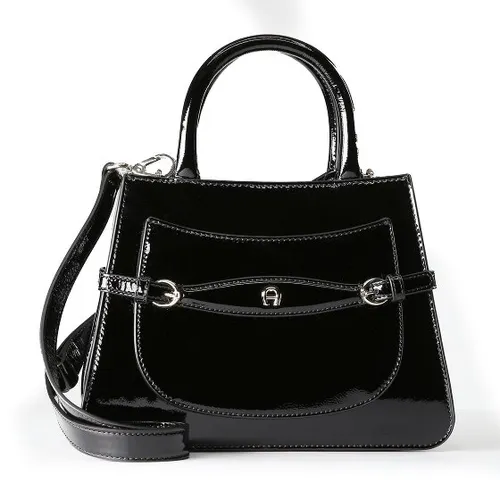 AIGNER Cavallo Handtasche Leder 28 cm schwarz TAS050348 - Elegante Handtasche von AIGNER aus hochwertigem Leder mit praktischen Außentaschen und Reißverschluss. Der abnehmbare, verstellbare Umhängeriemen und der Magnetverschluss bieten vielseitige Trageoptionen und Komfort.