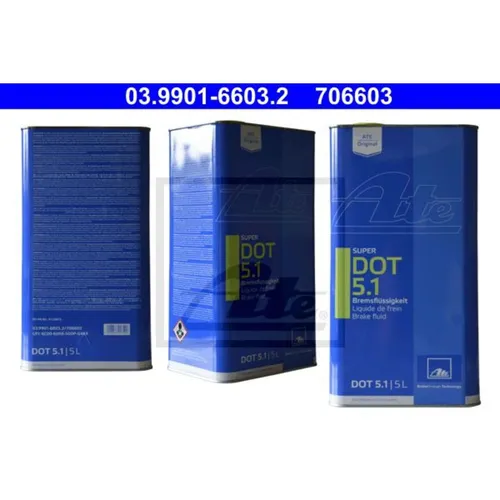 ATE Bremsflüssigkeit DOT 5.1 SUPER - 5,0 Liter - Sonstige, Hochleistungsbremsflüssigkeit nach DOT 5.1 für optimale Bremsperformance und Sicherheit, hergestellt in Deutschland.
