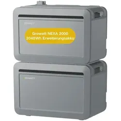 Growatt Balkonkraftwerk Erweiterungsbatterie 2048Wh LiFePO4 für NEXA 2000 - Powerstations: Flexible Erweiterung der Batteriekapazität mit sicherer LiFePO4-Technologie, ideal für effiziente Balkonkraftwerkspeicher.