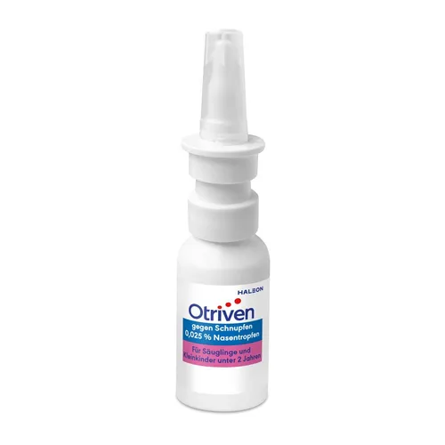 Otriven gegen Schnupfen 0.025% Nasentropfen 10 ML - Arzneimittel zur Anwendung in der Nase für Säuglinge und Kleinkinder unter 2 Jahren. Wirkt schnell abschwellend dank Xylometazolin, ideal bei Schnupfen und Nasennebenhöhlenentzündungen.
