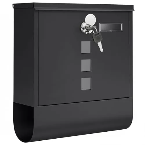 SONGMICS Wandbriefkasten mit Kupfer-Schließzylinder - Eleganter Wandbriefkasten mit robustem Kupferschloss, Sichtfenster und Zeitungsfach. Ideal für sicheren Postempfang und einfache Montage.