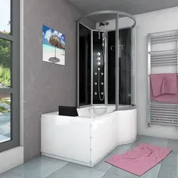 Kombination Badewanne Dusche K50-L32-EC Duschtempel 170x100 cm - Schwarz