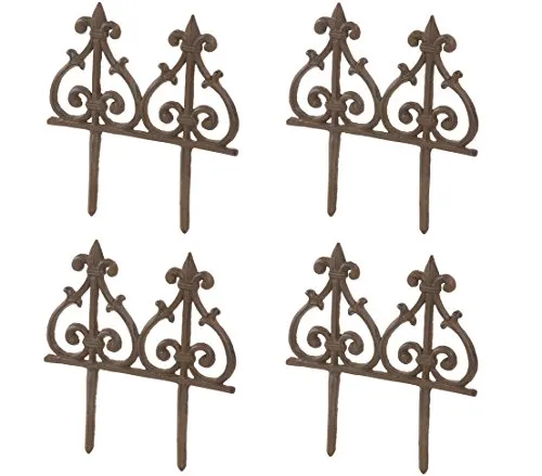 Dehner Beeteinfassung Speer nostalgisch - 4 Stück aus Gusseisen - Dekorative Zäune aus massivem Gusseisen, wetter- und frostbeständig mit stabiler Edelrost-Optik für einen nostalgischen Gartenlook.